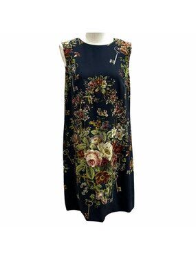 Dolce & Gabbana Floral Print Sleeveless Dress Black 42